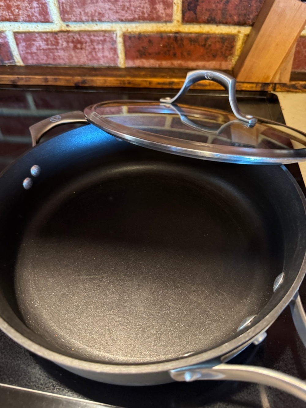 3 Quart Calphalon Gray Nonstick Sauté Pan with Glass Lid and Silver Handle - Picture 6 of 14